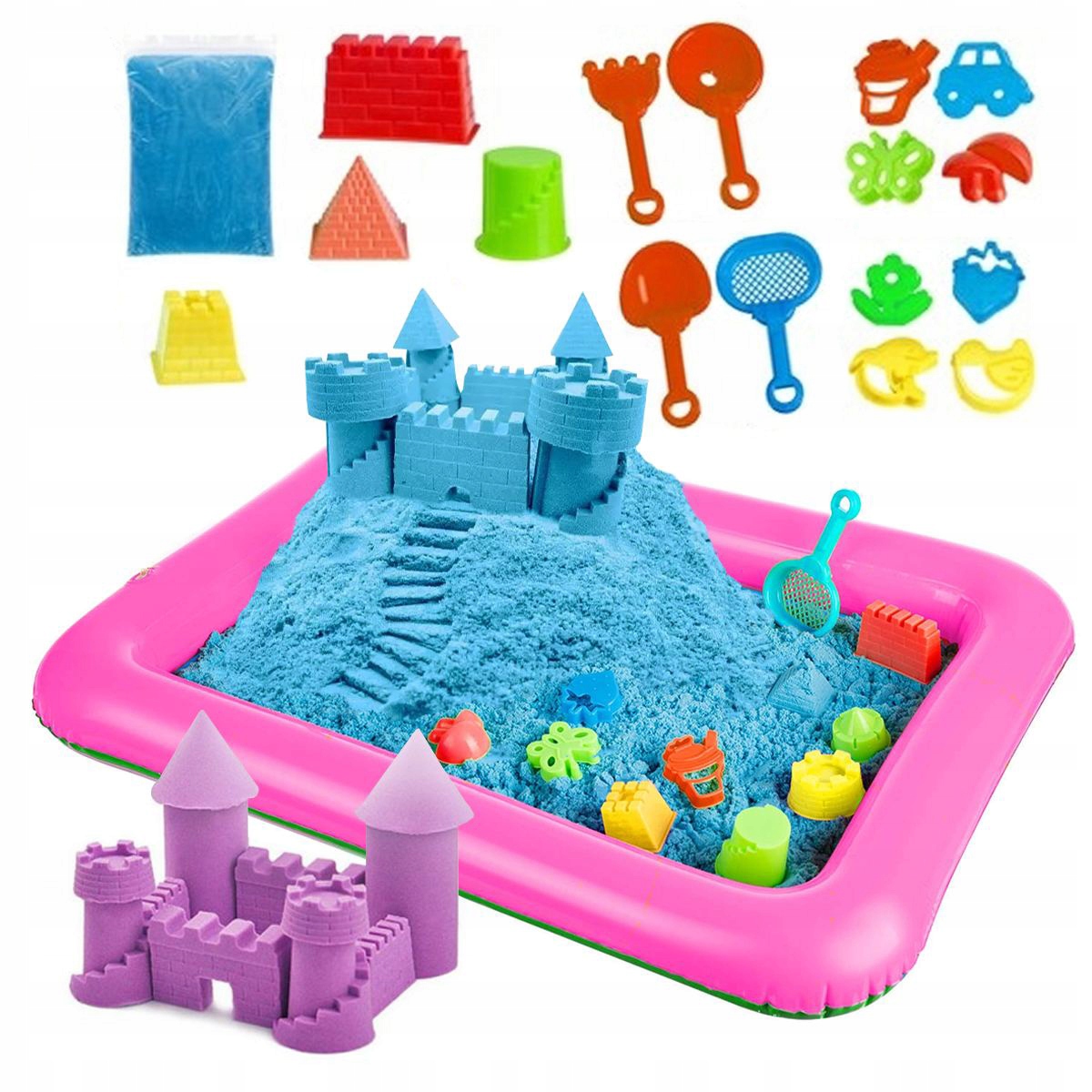 KINETICKÝ PIESOK 3KG BAZÉNOVÉ FORMY SANDBOX XXL SET SUPER PLASTIC